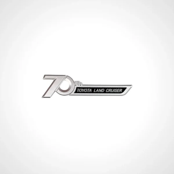 Toyota Land Cruiser 70th anniversary emblem available in Qatar, celebrating 70 years of legacy with a distinctive design