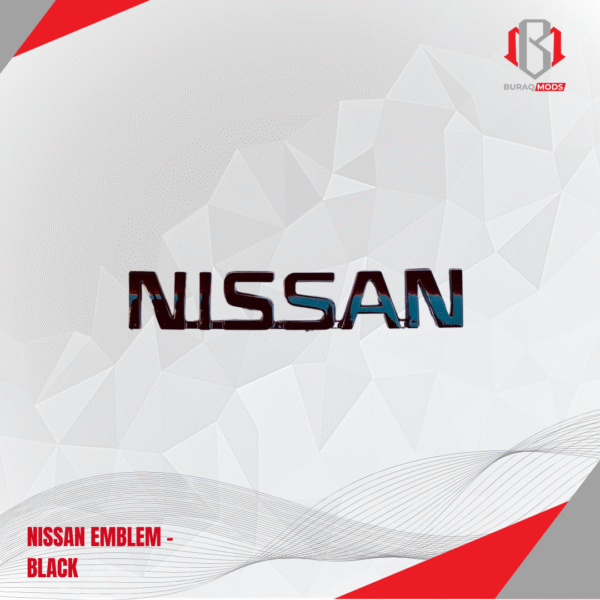 High-quality black Nissan emblem, designed for enhanced vehicle aesthetics and durability in Qatar