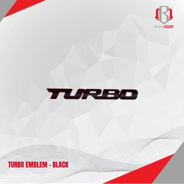 Black turbo emblem for cars available in Qatar
